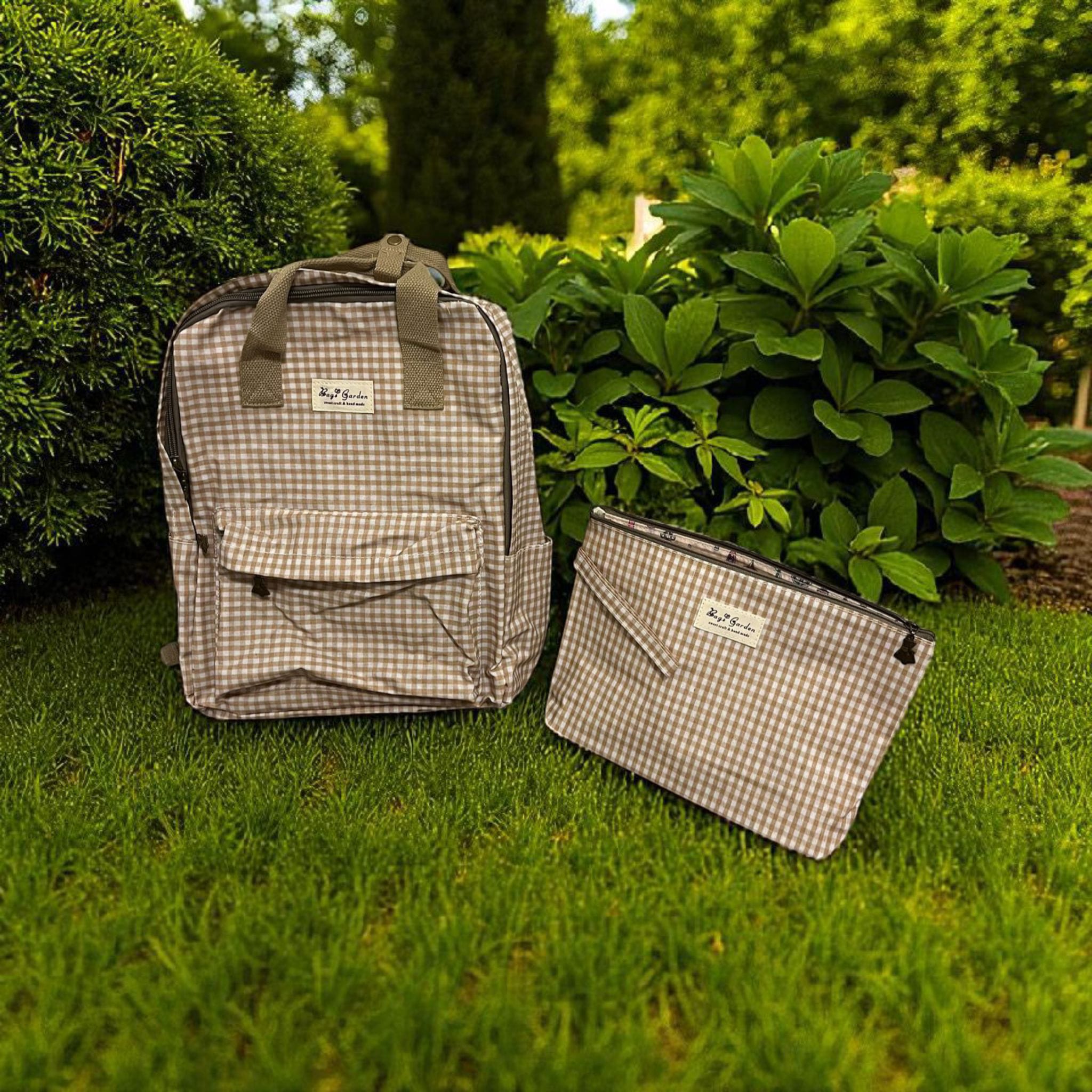 Mochila y neceser Cuadros Vichy