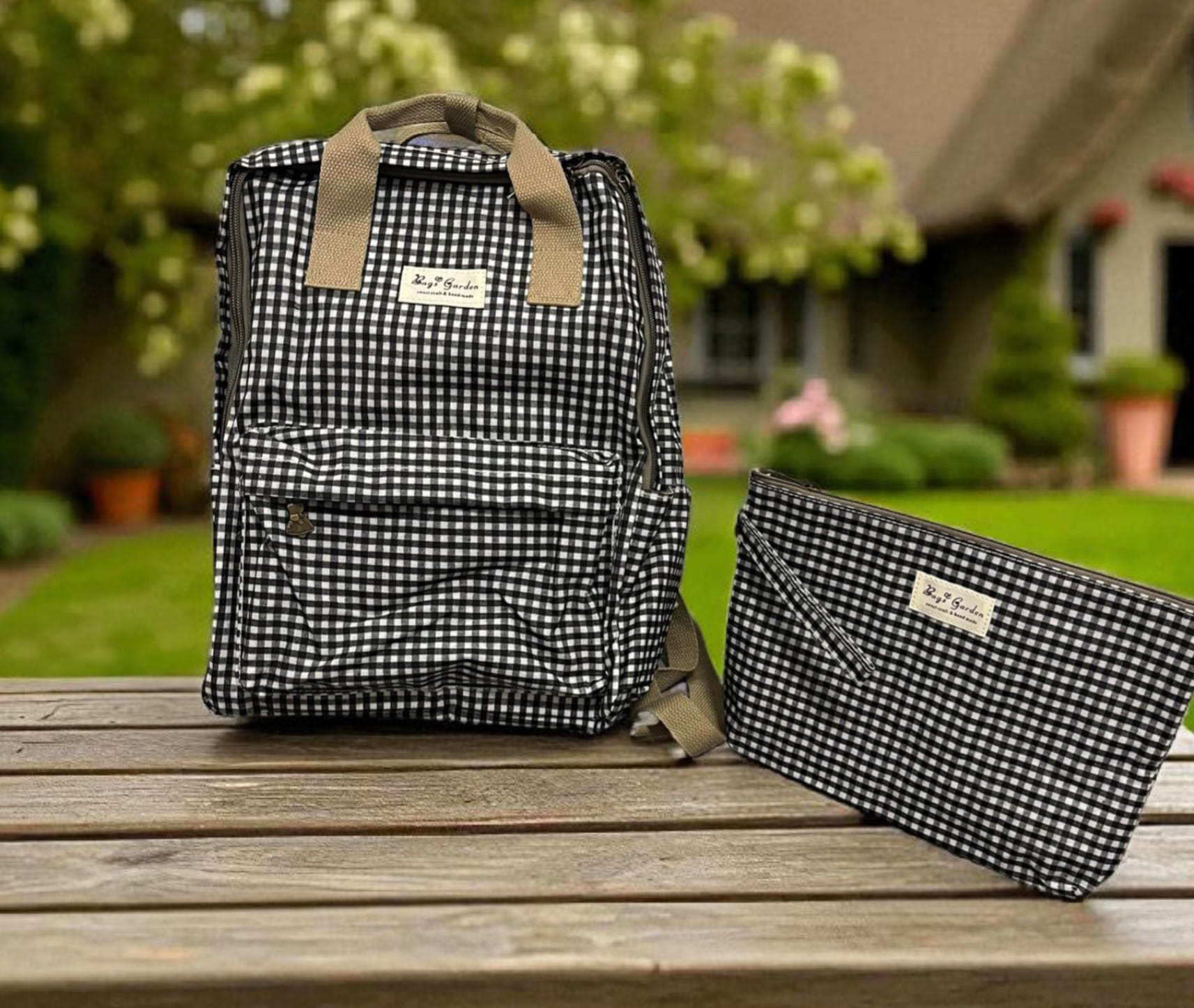 Mochila y neceser Cuadros Vichy