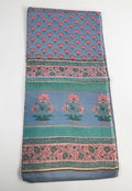 Pañuelo algodón PV floral rosa y turquesa